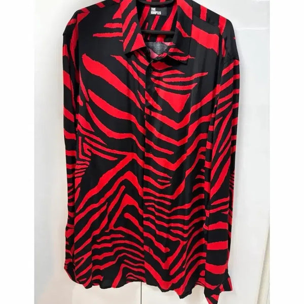 [BUNJANG] The Kooples Red Zebra Print Shirt - Size M / The Kooples 레드 지브라 셔츠