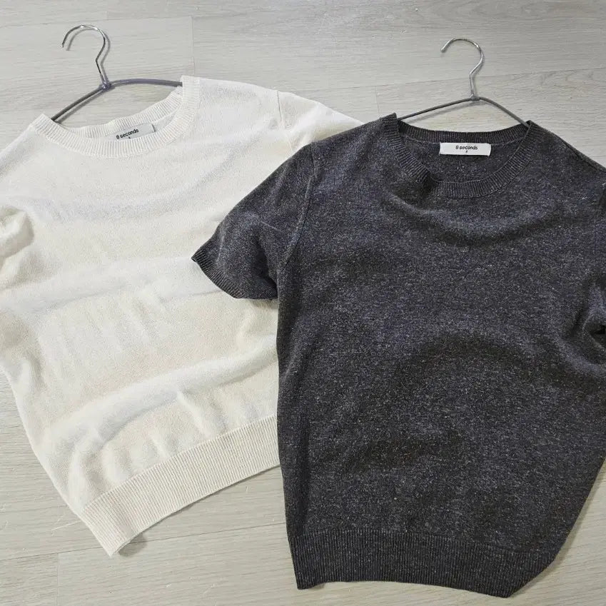 [BUNJANG] 8 Seconds Charcoal Short-Sleeve Knit T-Shirt / 에잇세컨즈 반팔니트 차콜s