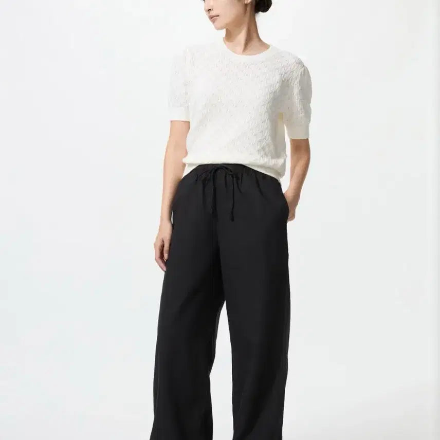 [BUNJANG] Uniqlo Linen Blend Easy Pants (Black, S) / 유니클로 리넨 블렌드 이지팬츠(블랙 S)
