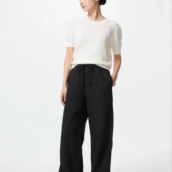 [BUNJANG] Uniqlo Linen Blend Easy Pants (Black, S) / 유니클로 리넨 블렌드 이지팬츠(블랙 S)