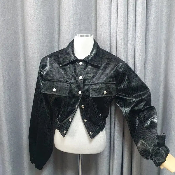 [BUNJANG] Padded Eco-Leather Jacket / 패드 에코레더 자켓