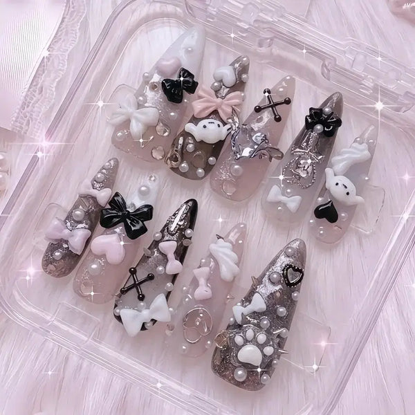 [BUNJANG] Subculture Punk Nail Tips (Set of 10) / 양산형 지뢰계 펑크 서브컬쳐 네일팁 10p