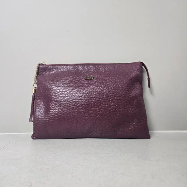 [BUNJANG] Anna Sui Purple Leather Clutch Bag with Tassel Detail / 안나수이 클러치백 보라색