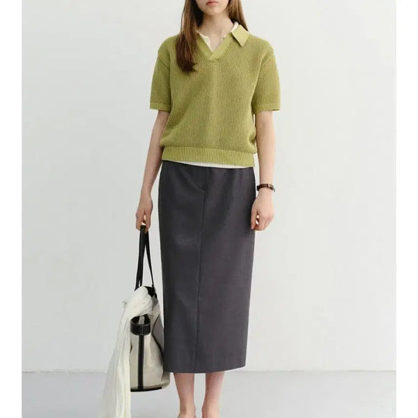 [BUNJANG] Dunst H-Line Long Skirt Deep Grey / 던스트 H-LINE LONG SKIRT DEEP GREY 스커트