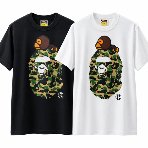 [BUNJANG] A Bathing Ape ABC Camo Milo on Big Ape Short Sleeve T-Shirt Green Black/White / 베이프 ABC 카모 마일로 온 빅 에이프 반팔 티셔츠 그린 블랙/화이트