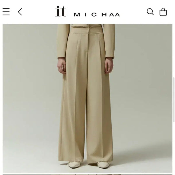 [BUNJANG] IT MICHAA Back-Banding Tuck Wide Pants / 잇미샤 백밴딩 턱 와이드팬츠