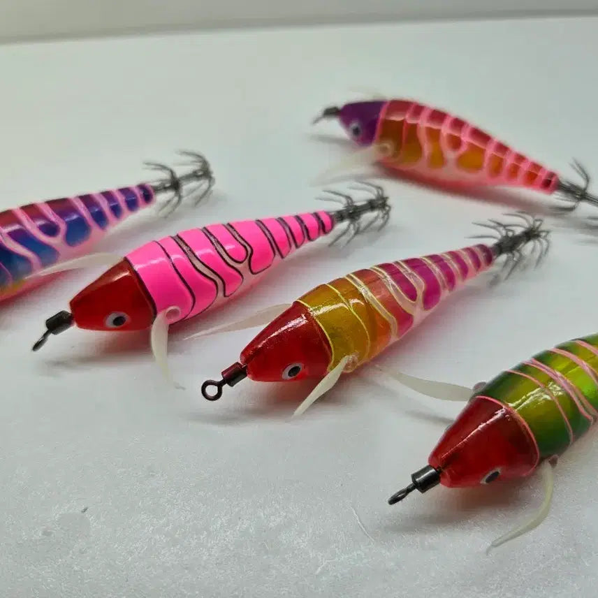 [BUNJANG] Luminous Squid and Cuttlefish Jigs 5-Piece Set with Case / 형광 야광 쭈꾸미 갑오징어 수평 에기 5개 세트 양면 케이스 포함
