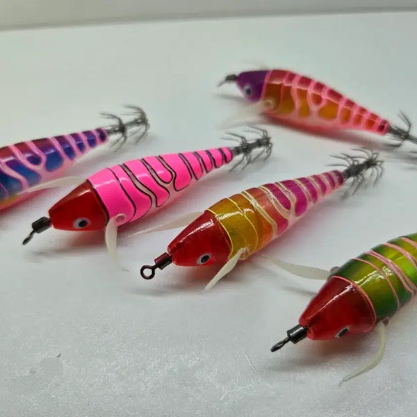 [BUNJANG] Luminous Squid and Cuttlefish Jigs 5-Piece Set with Case / 형광 야광 쭈꾸미 갑오징어 수평 에기 5개 세트 양면 케이스 포함