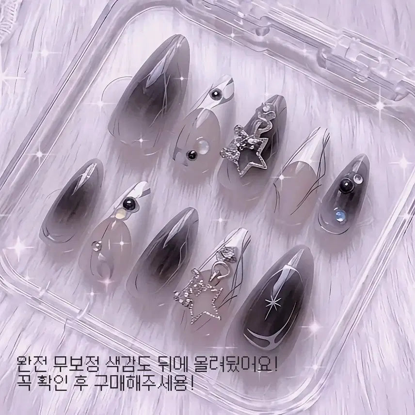 [BUNJANG] French Nail Tips - Iron Taste Chic (24 pcs) / 쇠맛 치크 프렌치 네일팁 24p