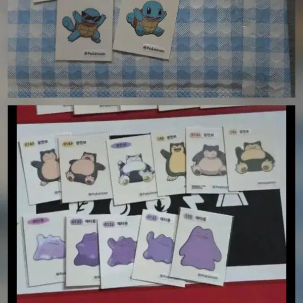 [BUNJANG] Pokemon Stickers Popular Set: Wartortle Fire Brigade, Snorlax, Ditto, Captain Pikachu / 포켓몬 띠부씰 인기씰세트 꼬부기소방대 잠만보 메타몽 캡틴피카츄