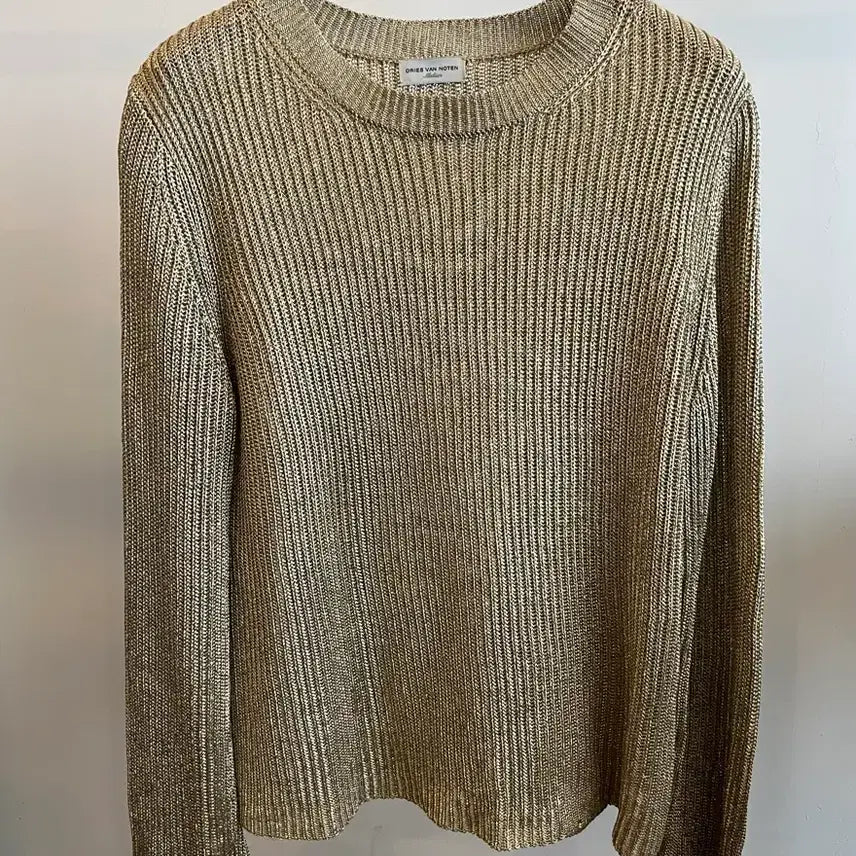 [BUNJANG] Dries Van Noten Women's Metallic Gold Namibius Knit / 드리스 반 노튼 여성 메탈릭 골드 나미비우스 니트(정품)