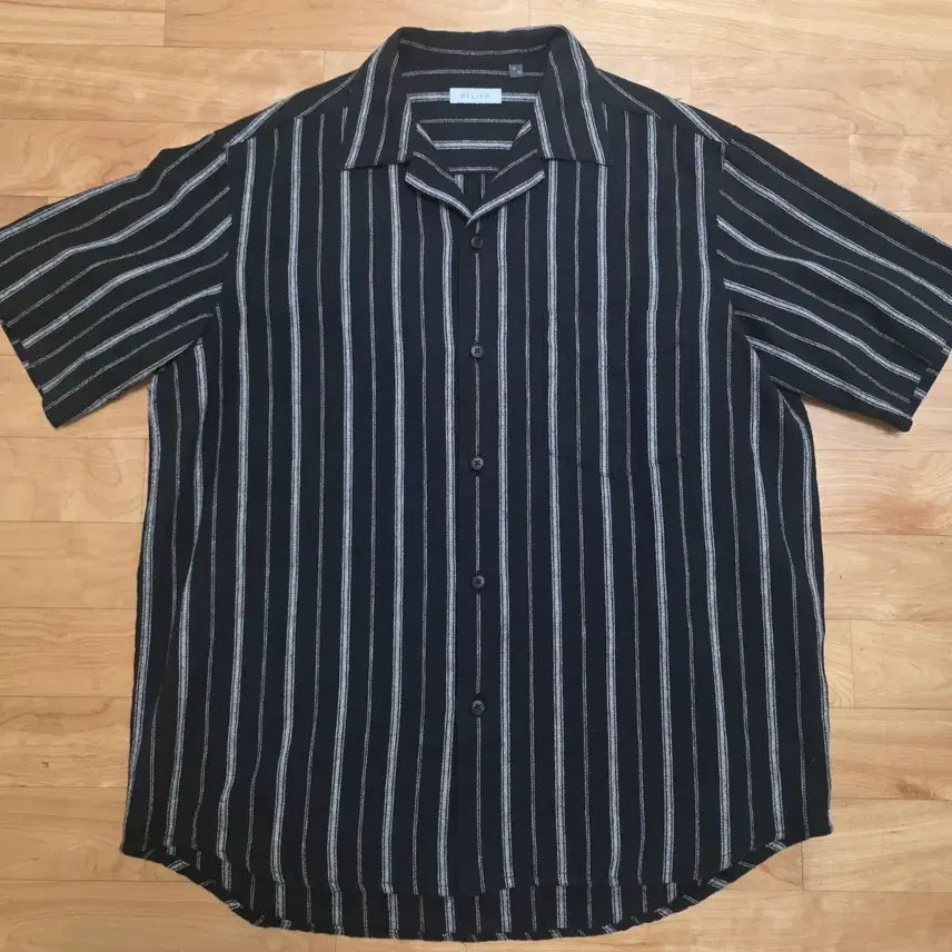 [BUNJANG] Bellier Chico Short Sleeve Shirt Black Stripe Size 95 / 벨리에 치코 숏 슬리브 셔츠 - 블랙 스트라이프 95사이즈