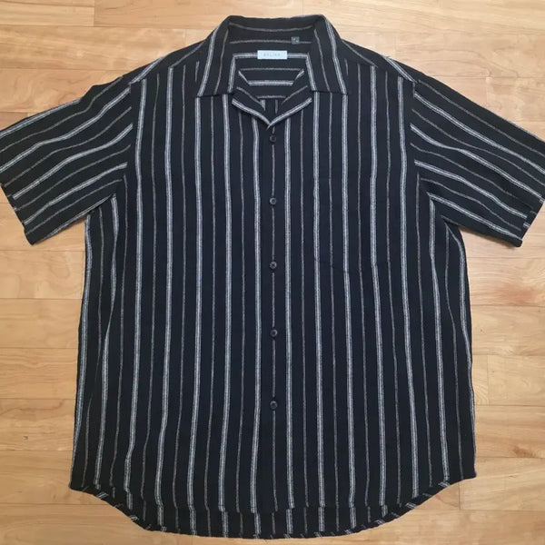 [BUNJANG] Bellier Chico Short Sleeve Shirt Black Stripe Size 95 / 벨리에 치코 숏 슬리브 셔츠 - 블랙 스트라이프 95사이즈