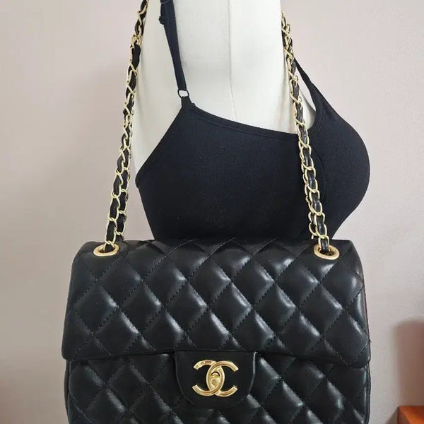 [BUNJANG] Classic Medium Quilting Shoulder Bag / 클래식 미디윰 퀼팅 블랙 금장