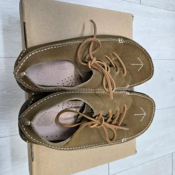 [BUNJANG] Nigel Cabourn x Yogi Pin II Moccasins Khaki Suede Anchor Embroidery Size 270 / 나이젤카본 요기 핀 모카신 270