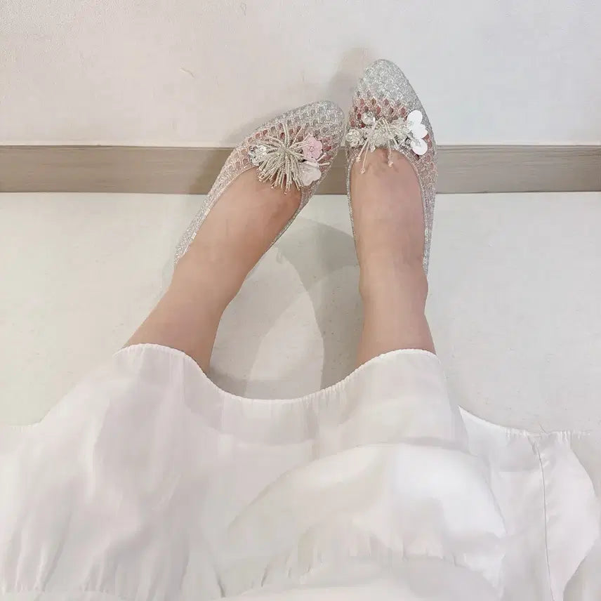 [BUNJANG] Silver Jelly Shoes with Charms / 실버 젤리슈즈(파츠 포함)
