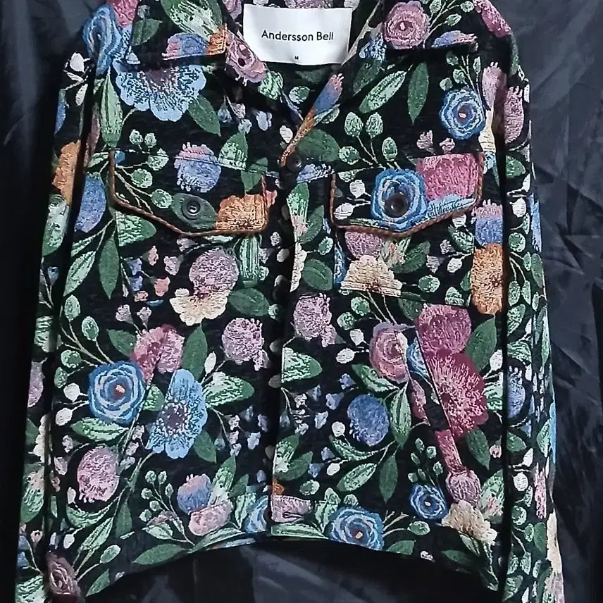 [BUNJANG] Andersson Bell Flower Jacquard Pattern Trucker Jacket Black M / 앤더슨벨 플라워 자카드 패턴 트러커 자켓 블랙 M