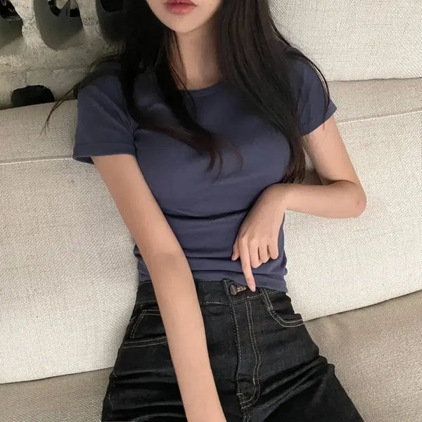 [BUNJANG] Navy Short Sleeve T-Shirt / 네이비 반팔티