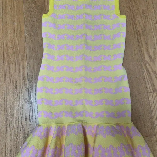[BUNJANG] Lucky Chouette Dress Yellow Pink Pattern / 럭키슈에뜨 원피스