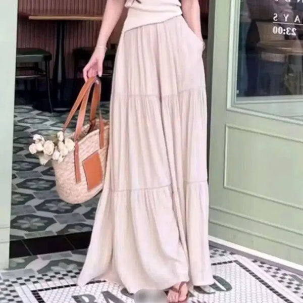 [BUNJANG] White Tiered Wide Skirt Pants / 화이트 캉캉 와이드 치마 바지