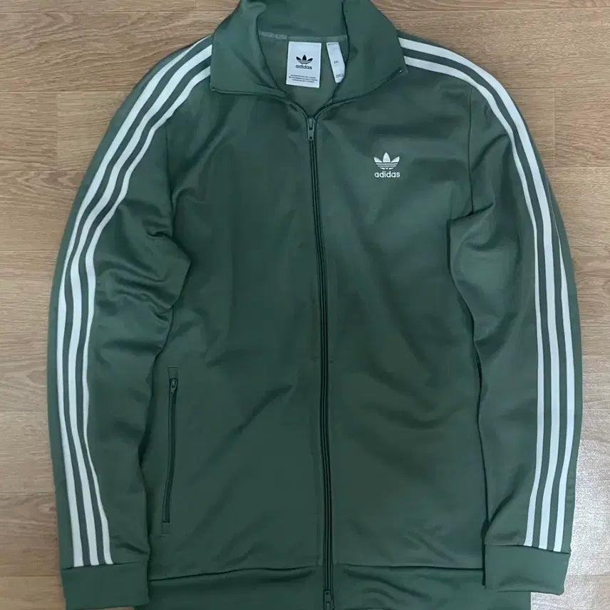 [BUNJANG] Adidas Beckenbauer Khaki Track Top Zip Jacket 2XL / 아디다스 카키 베켄바우어 져지 2xl 트랙탑 집업 자켓