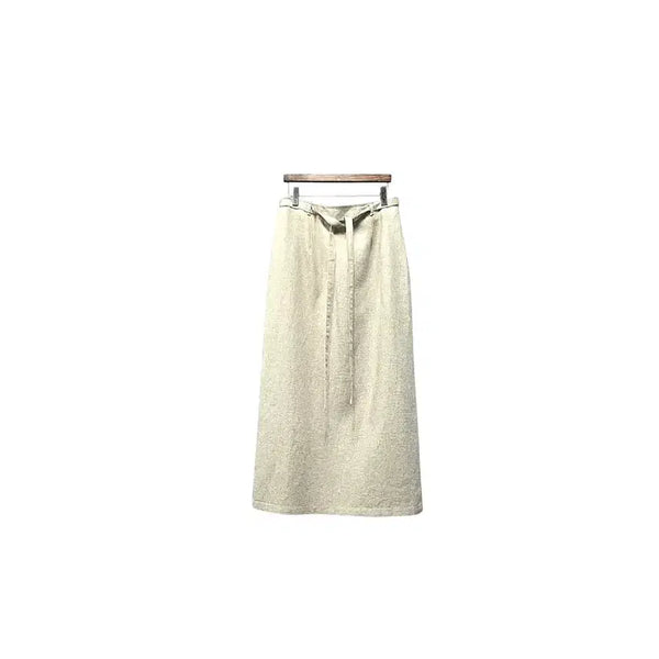 [BUNJANG] O.K.FARMS INC Linen Wide Wrap Skirt / O.K.FARMS INC  수입  린넨 광폭 랩 스커트