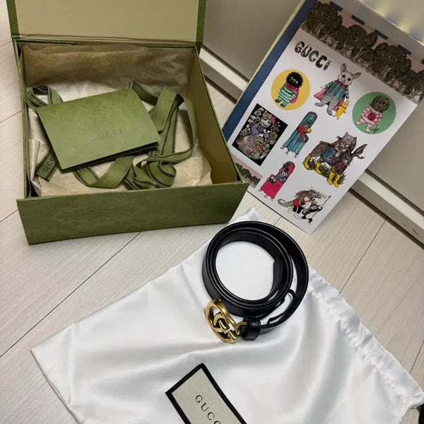 [BUNJANG] Gucci GG Marmont Double G Buckle Leather Belt / [정품]구찌 GG 마몽 더블 G 버클 레더 벨트