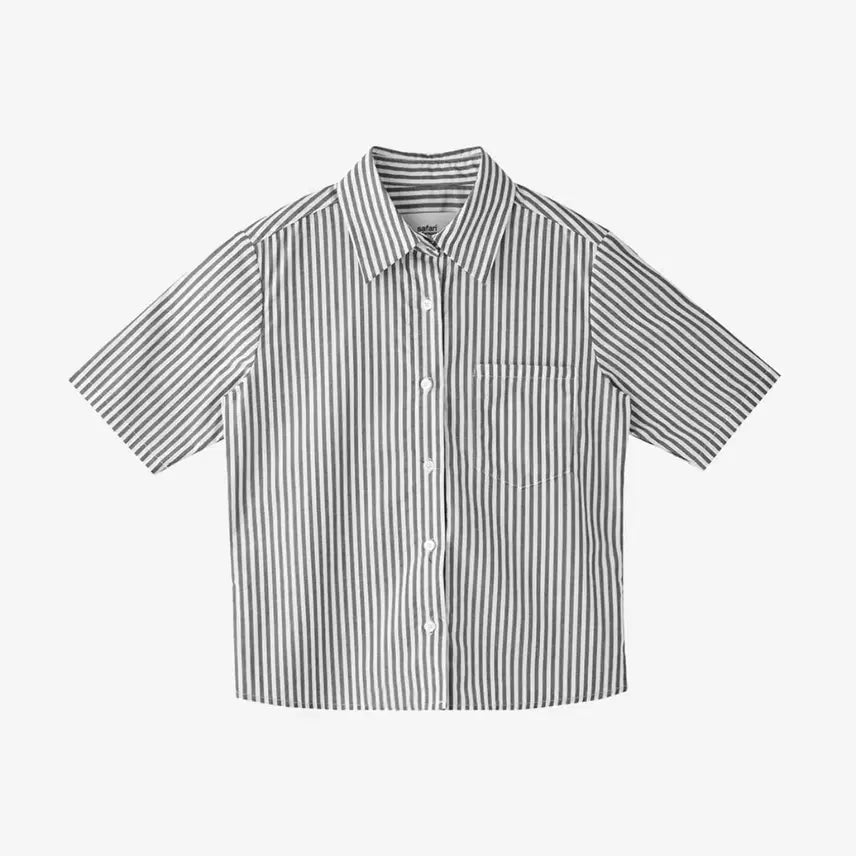 [BUNJANG] Safarispot Women's Striped Pocket Shirt Black / (새상품) 사파리스팟 우먼 1/2 티켓팅 스트라이프 포켓 셔츠 블랙