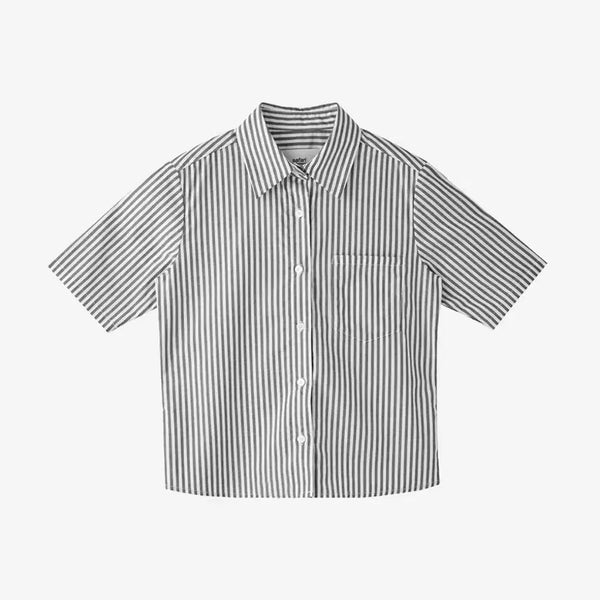 [BUNJANG] Safarispot Women's Striped Pocket Shirt Black / (새상품) 사파리스팟 우먼 1/2 티켓팅 스트라이프 포켓 셔츠 블랙
