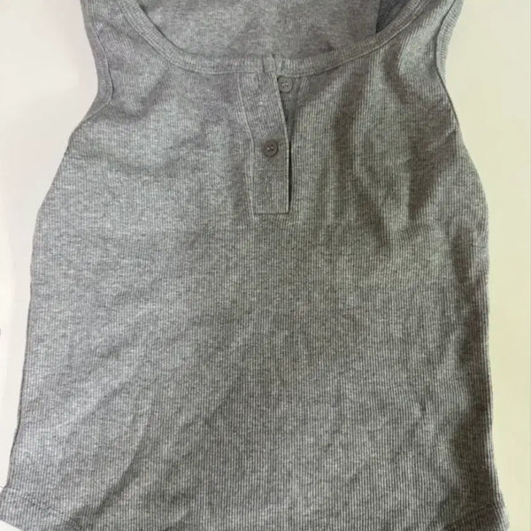 [BUNJANG] Autumn Button Ribbed Tank Top / 어텀 버튼 골지 나시 탑