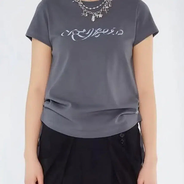 [BUNJANG] Koiseio Side Strap Short Sleeve T-Shirt Charcoal / 코이세이오 사이드 스트랩 반팔 차콜