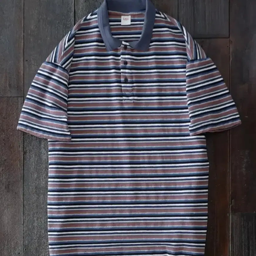 [BUNJANG] Fearless Blackout Stripe Polo T-Shirt XL / 피어스 블랙아웃 스트라이프 카라 티셔츠