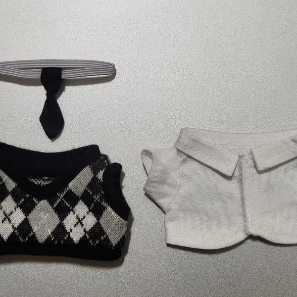 [BUNJANG] 10cm Doll Clothes Campus Look Set (Black) / 10cm 솜인형옷 캠퍼스룩 (블랙)