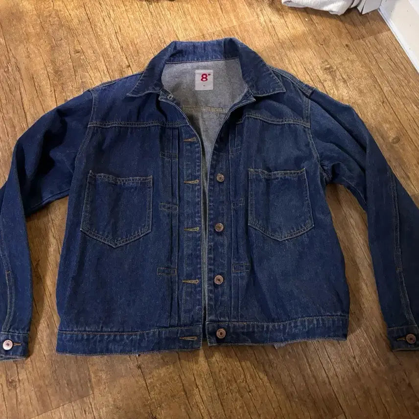 [BUNJANG] 8seconds x G-Dragon Collaboration Denim Jacket (Size M) / 에잇세컨즈 gd콜라보 데님 진청 청자켓 44-55(55반)사이즈 아우터