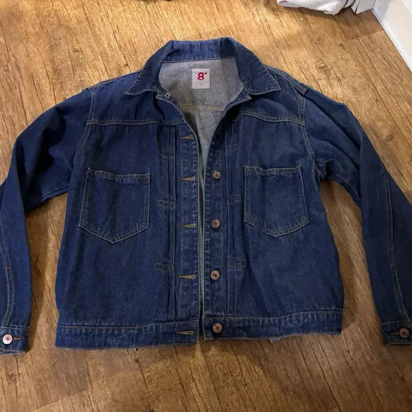[BUNJANG] 8seconds x G-Dragon Collaboration Denim Jacket (Size M) / 에잇세컨즈 gd콜라보 데님 진청 청자켓 44-55(55반)사이즈 아우터