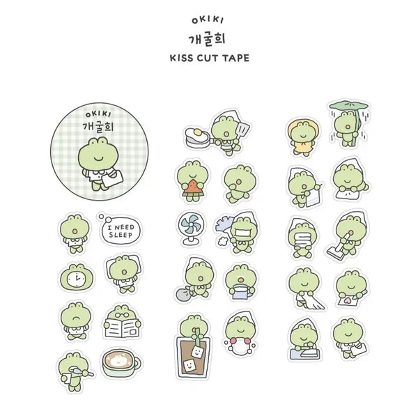 [BUNJANG] Okiki Froggy Piggy Washi Tape Sticker Set / 키스컷 띵) 오키키 개굴희 때지 마테 스티커 다꾸 다꾸템 문덕 문구용품