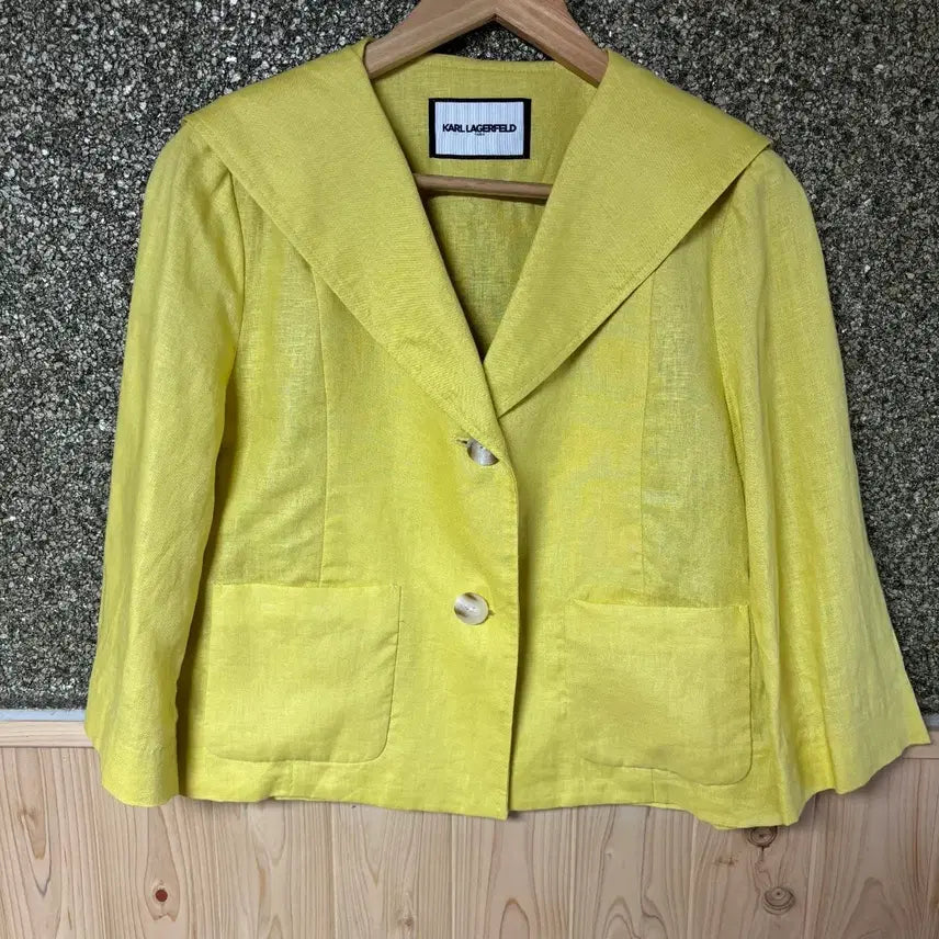 [BUNJANG] Karl Lagerfeld Yellow Linen Jacket / (55-55반) 칼 라거펠트 옐로우 린넨 자켓