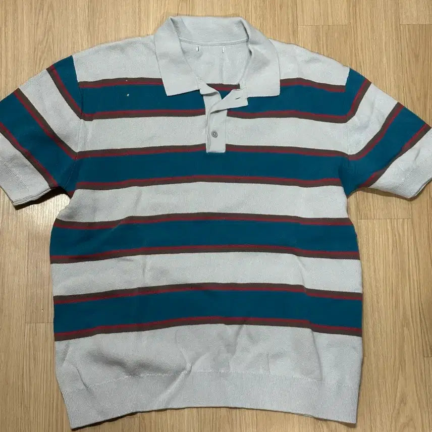 [BUNJANG] Zara Striped Knit Polo Shirt XL / 자라 (ZARA) 니트 반팔셔츠 XL