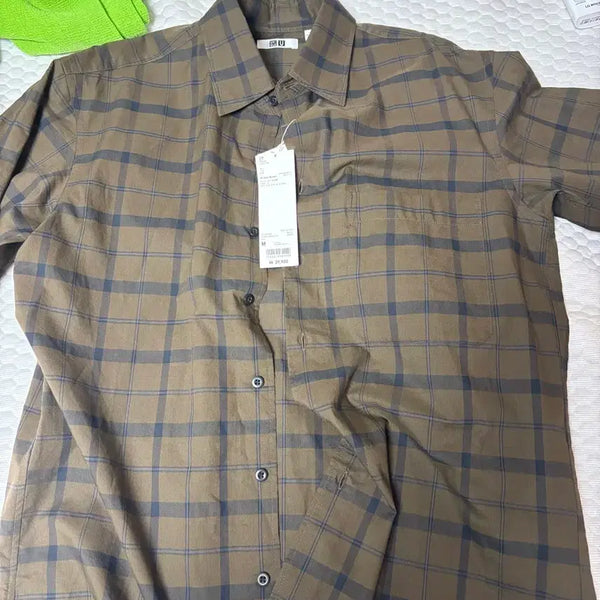 [BUNJANG] Uniqlo Brown Check Short Sleeve Shirt / 유니클로 반팔 체크셔츠 브라운 (새상품)