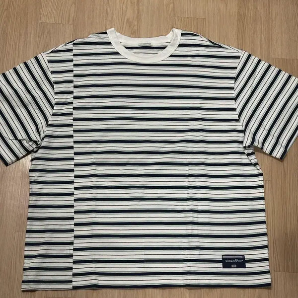 [BUNJANG] H&M Striped T-Shirt White XXL / H&M 스트라이프 티셔츠 화이트 XXL