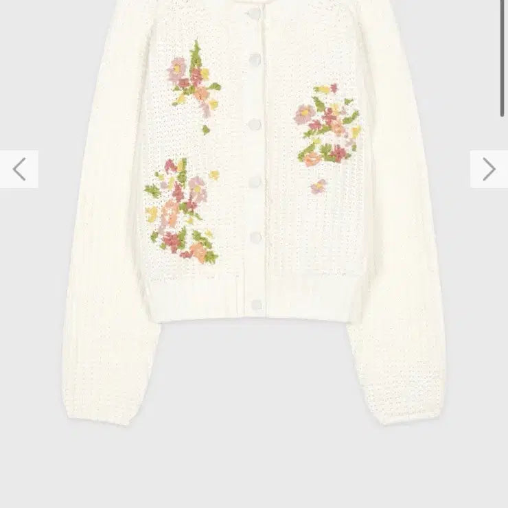 [BUNJANG] Sinoon Flower Hand Embroidered Cardigan Cream / 시눈 플라워 핸드메이드 가디건 크림