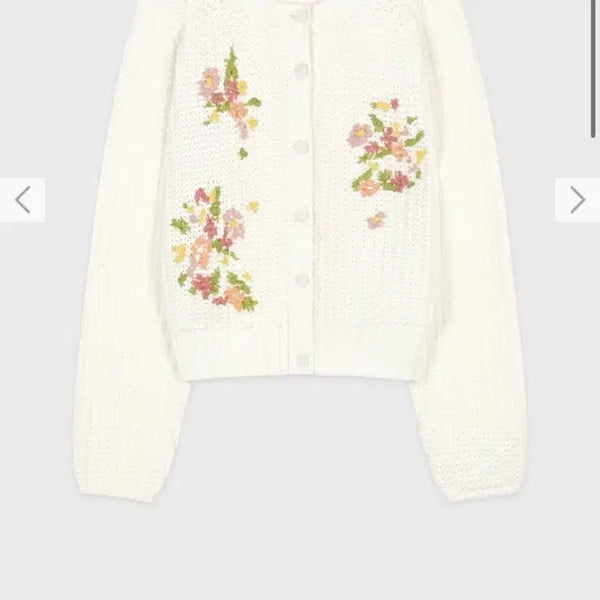 [BUNJANG] Sinoon Flower Hand Embroidered Cardigan Cream / 시눈 플라워 핸드메이드 가디건 크림