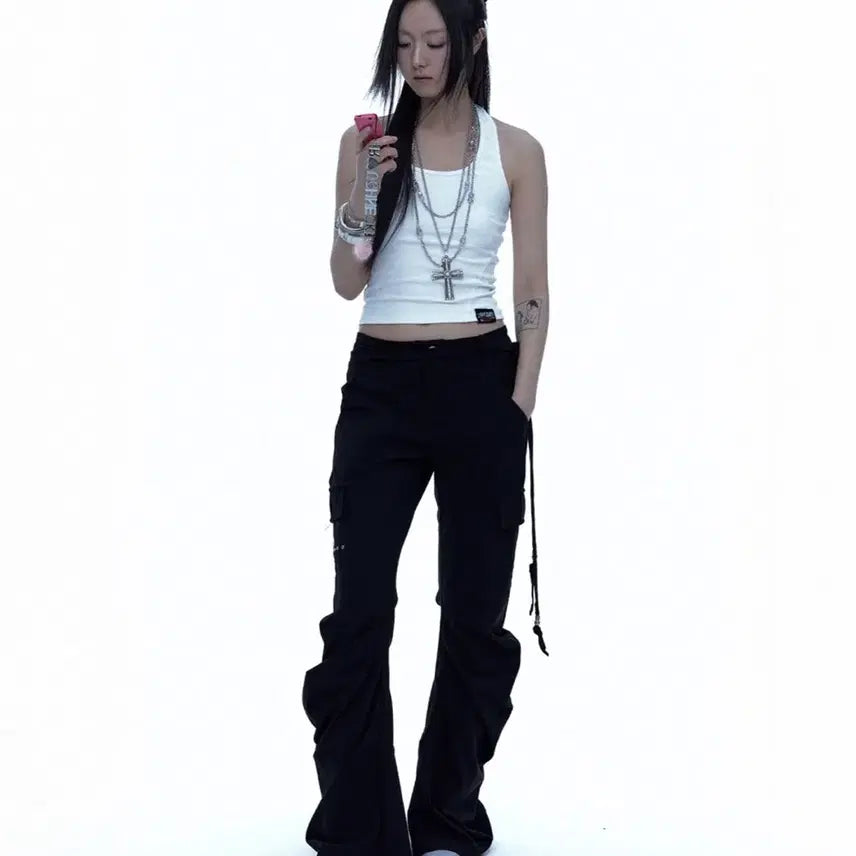 [BUNJANG] Drape Bootcut Pants Black / 러프넥 drape bootcut pants 드레이프 부츠컷 팬츠 블랙