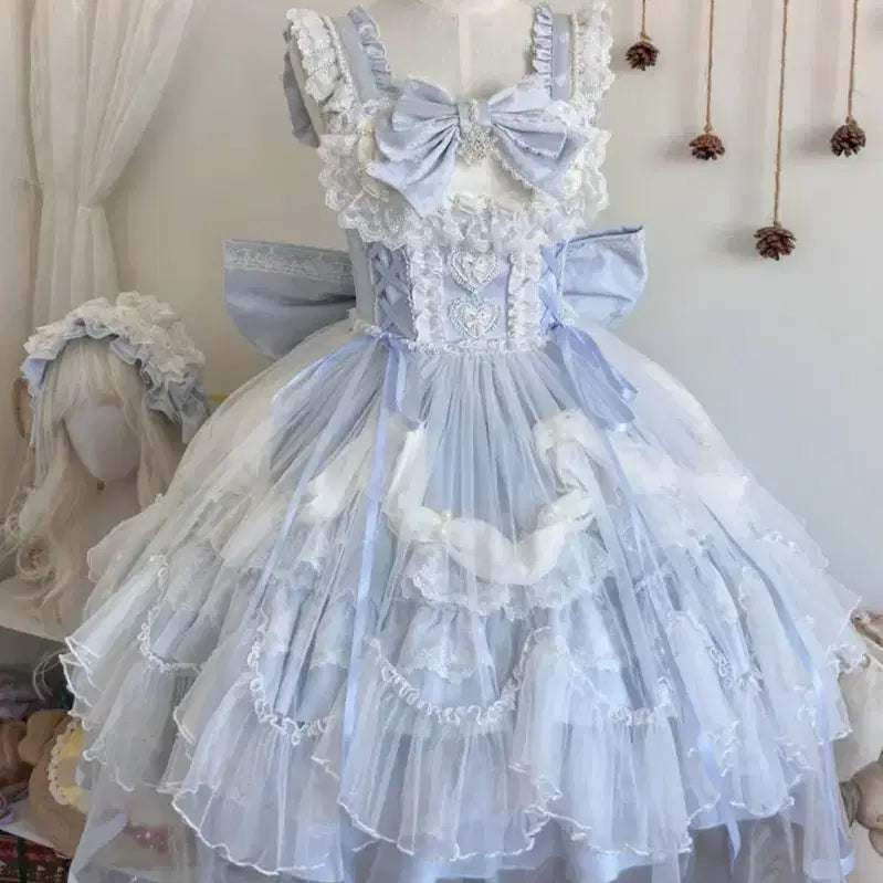 [BUNJANG] Lolita Sky Blue JSK Dress (Size M) / 로리타 중브 하늘색 JSK