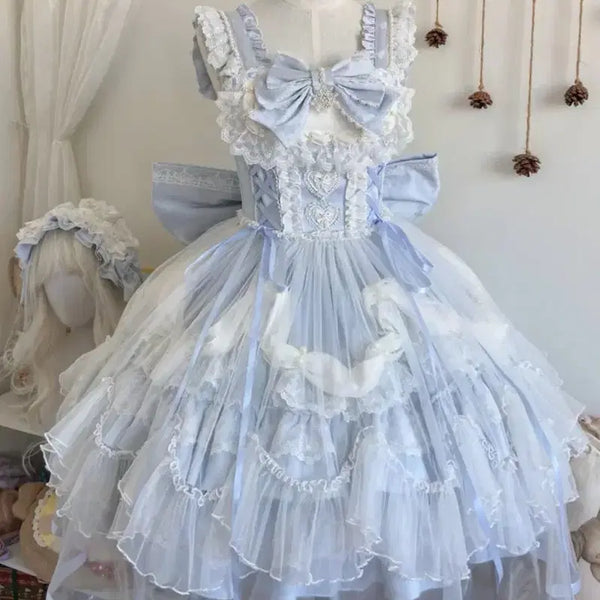 [BUNJANG] Lolita Sky Blue JSK Dress (Size M) / 로리타 중브 하늘색 JSK