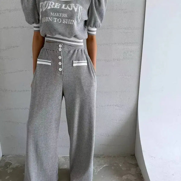 [BUNJANG] Puff Sleeve Square Neck Top and Wide Pants Set / (새상품) 퍼프 소매 스퀘어넥 상하 셋업