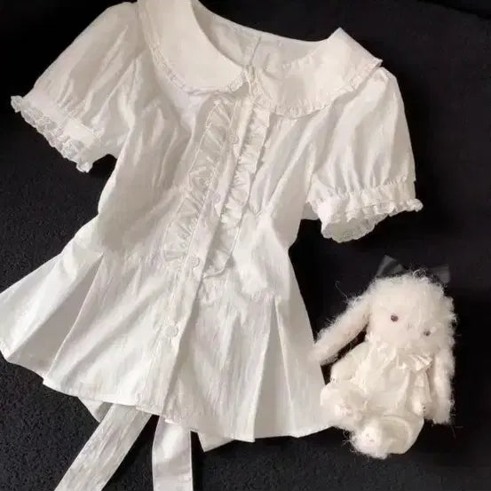 [BUNJANG] White Ribbon Blouse / 리본 블라우스