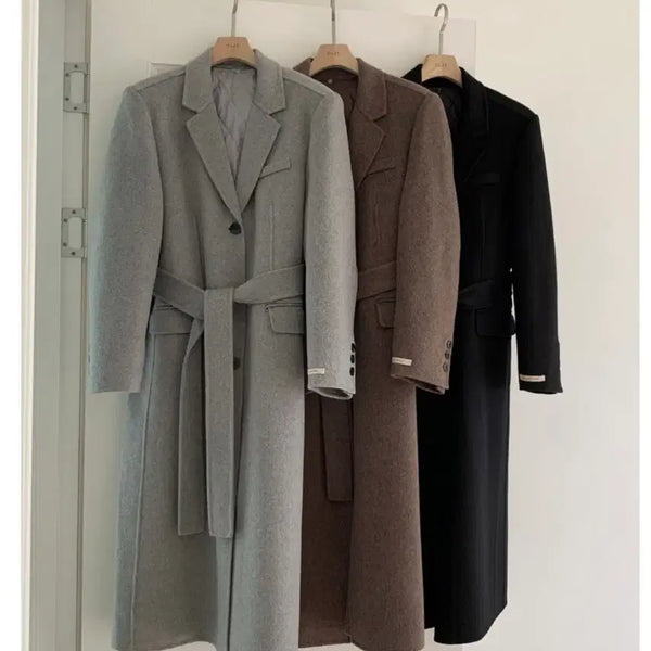 [BUNJANG] Wool Long Coat - Gray / 새상품) 안감 내피 울 롱코트 새상품 그레이 회색 심플 스탠다드 데일리