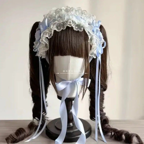 [BUNJANG] Lolita Sky Blue Headdress Barrette Choker Set / 로리타 중브 하늘색 헤드드레스 바레트 초커 세트