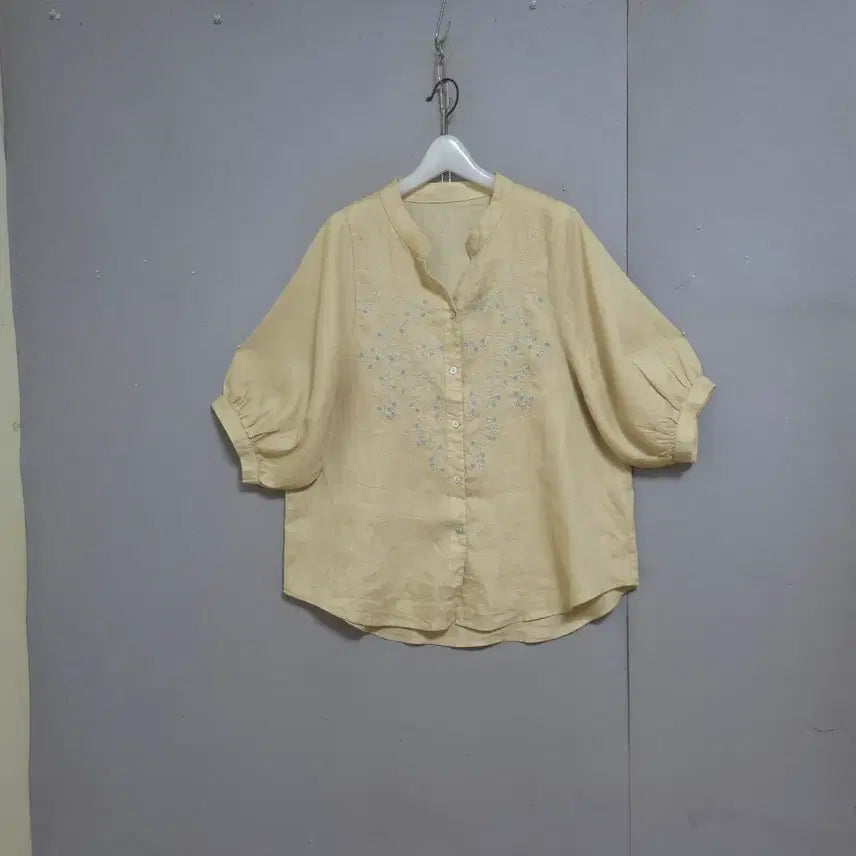 [BUNJANG] Small Pattern Linen Blouse FF / 작은수무늬 린넨 블라우스 FF   n7311